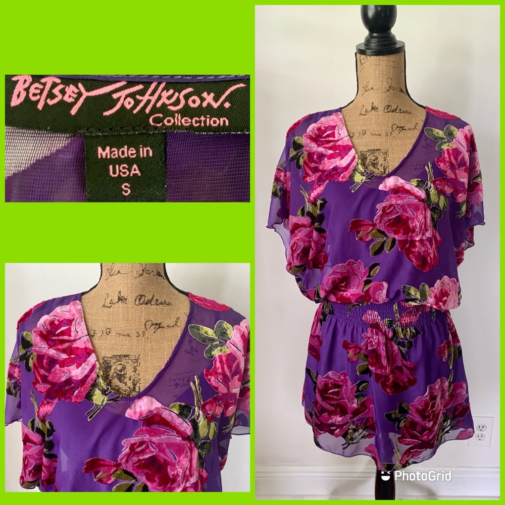 Betsey Johnson Floral Velvet Burnout Tunic